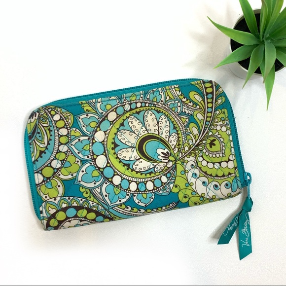 Vera Bradley Handbags - Vera Bradley Zip Around Wallet Peakock Paisley